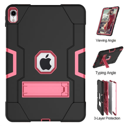 For iPad Pro 11 Contrast Color Silicone + PC Combination Case with Holder(Black + Rose Red)-garmade.com