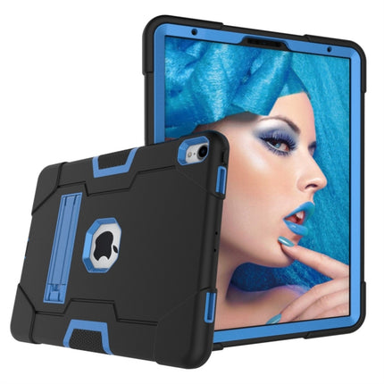 For iPad Pro 11 Contrast Color Silicone + PC Combination Case with Holder(Black + Blue)-garmade.com