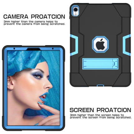 For iPad Pro 11 Contrast Color Silicone + PC Combination Case with Holder(Black + Blue)-garmade.com