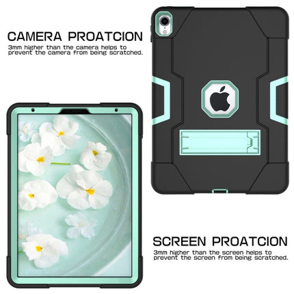 For iPad Pro 11 Contrast Color Silicone + PC Combination Case with Holder(Black + Aqua)-garmade.com