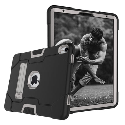 For iPad Pro 11 Contrast Color Silicone + PC Combination Case with Holder(Black + Grey)-garmade.com