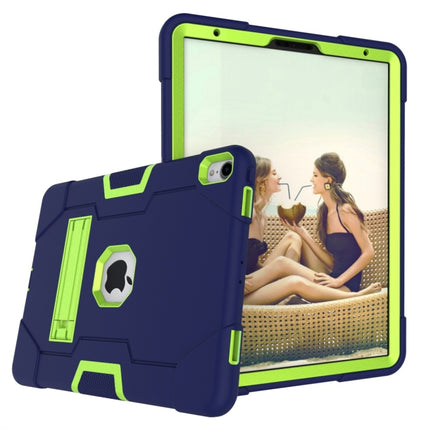 For iPad Pro 11 Contrast Color Silicone + PC Combination Case with Holder(Navy Blue +Olivine)-garmade.com