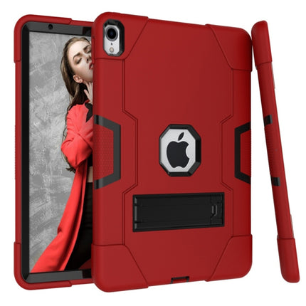 For iPad Pro 11 Contrast Color Silicone + PC Combination Case with Holder(Red + Black)-garmade.com