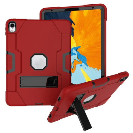 For iPad Pro 11 Contrast Color Silicone + PC Combination Case with Holder(Red + Black)-garmade.com