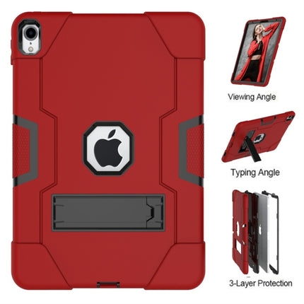 For iPad Pro 11 Contrast Color Silicone + PC Combination Case with Holder(Red + Black)-garmade.com