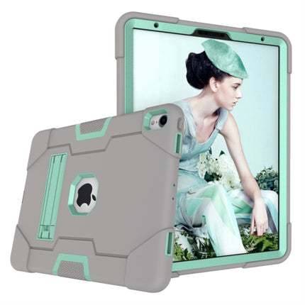 For iPad Pro 11 Contrast Color Silicone + PC Combination Case with Holder(Grey + Aqua)-garmade.com