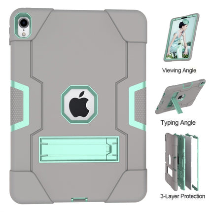 For iPad Pro 11 Contrast Color Silicone + PC Combination Case with Holder(Grey + Aqua)-garmade.com
