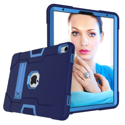 For iPad Pro 11 Contrast Color Silicone + PC Combination Case with Holder(Navy Blue + Blue)-garmade.com