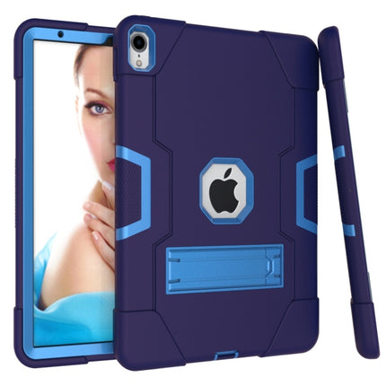 For iPad Pro 11 Contrast Color Silicone + PC Combination Case with Holder(Navy Blue + Blue)-garmade.com
