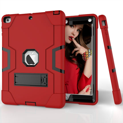 For iPad Air Contrast Color Silicone + PC Combination Case with Holder(Red + Black)-garmade.com