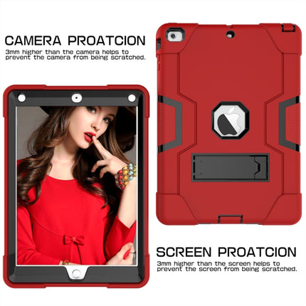 For iPad Air Contrast Color Silicone + PC Combination Case with Holder(Red + Black)-garmade.com