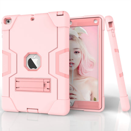For iPad Air Contrast Color Silicone + PC Combination Case with Holder(Rose Gold)-garmade.com