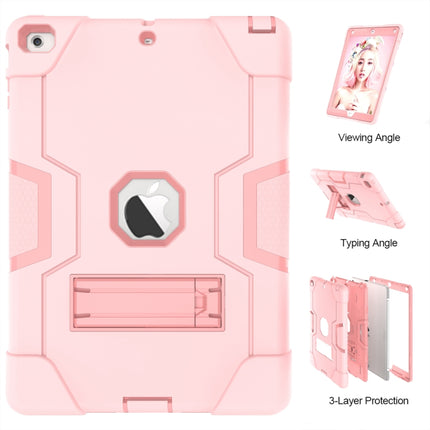 For iPad Air Contrast Color Silicone + PC Combination Case with Holder(Rose Gold)-garmade.com