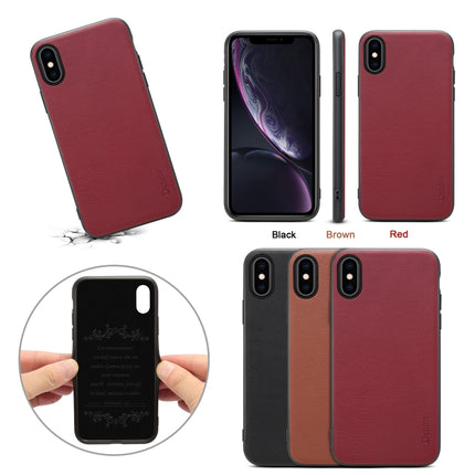For iPhone X / XS Denior V7 Luxury Car Cowhide Leather Ultrathin Protective Case(Dark Red)-garmade.com