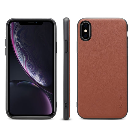 For iPhone X / XS Denior V7 Luxury Car Cowhide Leather Ultrathin Protective Case(Brown)-garmade.com