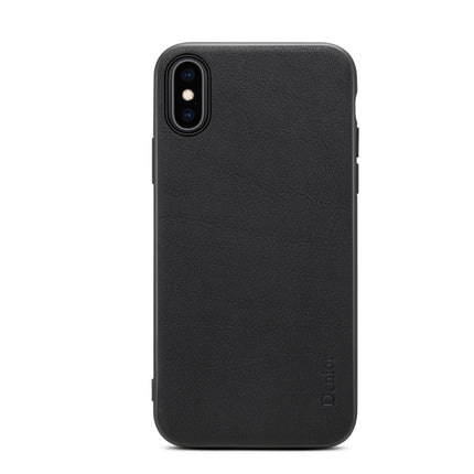 For iPhone XR Denior V7 Luxury Car Cowhide Leather Ultrathin Protective Case(Black)-garmade.com