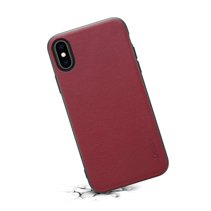 For iPhone XR Denior V7 Luxury Car Cowhide Leather Ultrathin Protective Case(Dark Red)-garmade.com