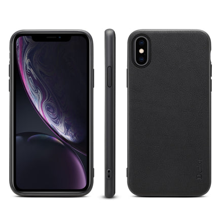 For iPhone XS Max Denior V7 Luxury Car Cowhide Leather Ultrathin Protective Case(Black)-garmade.com