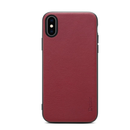 For iPhone XS Max Denior V7 Luxury Car Cowhide Leather Ultrathin Protective Case(Dark Red)-garmade.com