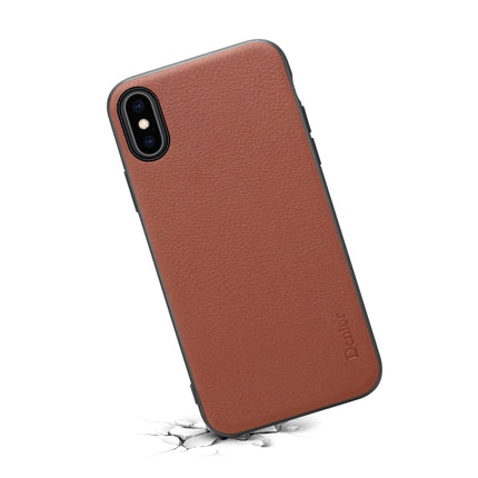 For iPhone XS Max Denior V7 Luxury Car Cowhide Leather Ultrathin Protective Case(Brown)-garmade.com
