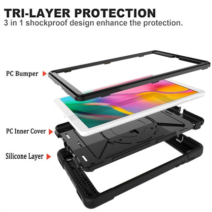 For Galaxy Tab A 8.0 (2019) T290 Contrast Color Silicone + PC Combination Case with Holder(Black)-garmade.com
