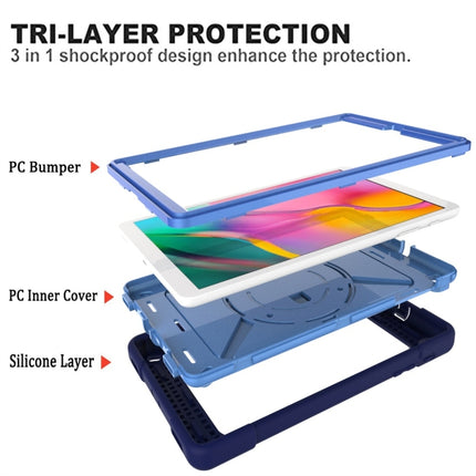 For Galaxy Tab A 8.0 (2019) T290 Contrast Color Silicone + PC Combination Case with Holder(Navy Blue + Blue)-garmade.com