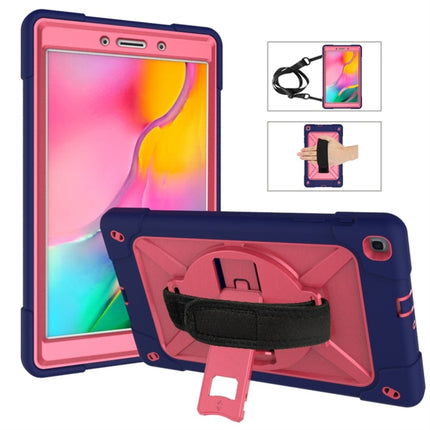 For Galaxy Tab A 8.0 (2019) T290 Contrast Color Silicone + PC Combination Case with Holder(Navy Blue + Rose Red)-garmade.com