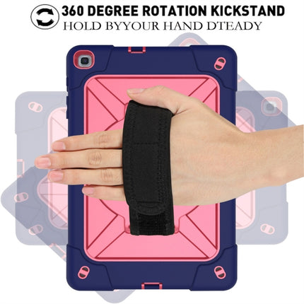 For Galaxy Tab A 8.0 (2019) T290 Contrast Color Silicone + PC Combination Case with Holder(Navy Blue + Rose Red)-garmade.com