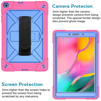 For Galaxy Tab A 8.0 (2019) T290 Contrast Color Silicone + PC Combination Case with Holder(Rose Red + Blue)-garmade.com