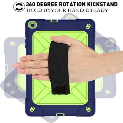 For Galaxy Tab A 8.0 (2019) T290 Contrast Color Silicone + PC Combination Case with Holder(Navy Blue + Olivine)-garmade.com