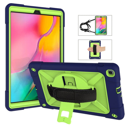 For Galaxy Tab A 10.1 (2019) T510 Contrast Color Silicone + PC Combination Case with Holder(Navy Blue + Olivine)-garmade.com