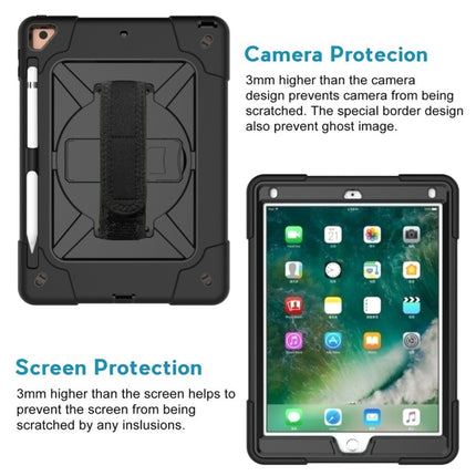 For iPad 9.7 Contrast Color Silicone + PC Combination Case with Holder(Black)-garmade.com