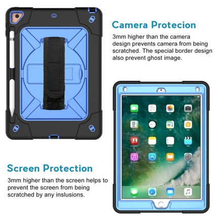 For iPad 9.7 Contrast Color Silicone + PC Combination Case with Holder(Black + Blue)-garmade.com