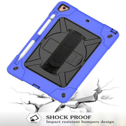 For iPad 9.7 Contrast Color Silicone + PC Combination Case with Holder(Dark Blue + Black)-garmade.com