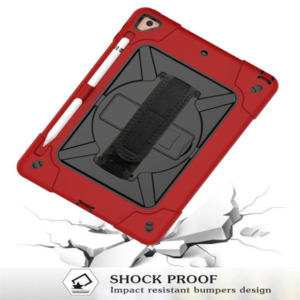 For iPad 9.7 Contrast Color Silicone + PC Combination Case with Holder(Red + Black)-garmade.com