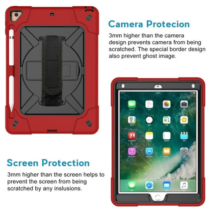 For iPad 9.7 Contrast Color Silicone + PC Combination Case with Holder(Red + Black)-garmade.com