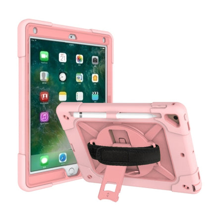 For iPad 9.7 Contrast Color Silicone + PC Combination Case with Holder(Rose Gold)-garmade.com