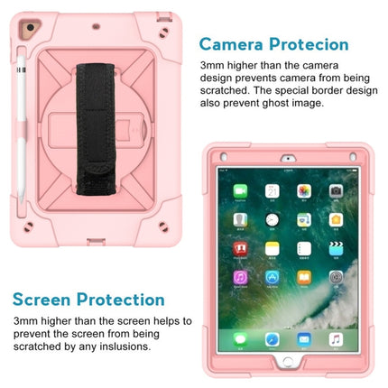 For iPad 9.7 Contrast Color Silicone + PC Combination Case with Holder(Rose Gold)-garmade.com