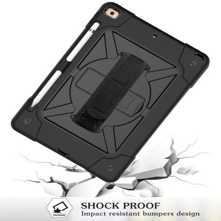 For iPad 10.2 Contrast Color Silicone + PC Combination Case with Holder(Black)-garmade.com