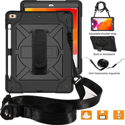 For iPad 10.2 Contrast Color Silicone + PC Combination Case with Holder(Black)-garmade.com