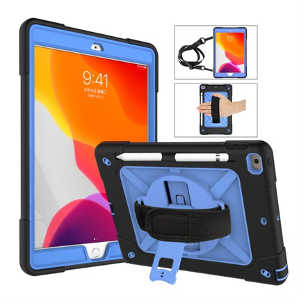 For iPad 10.2 Contrast Color Silicone + PC Combination Case with Holder(Black + Blue)-garmade.com