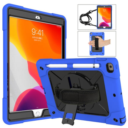 For iPad 10.2 Contrast Color Silicone + PC Combination Case with Holder(Dark Blue + Black)-garmade.com