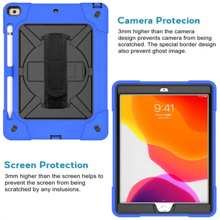 For iPad 10.2 Contrast Color Silicone + PC Combination Case with Holder(Dark Blue + Black)-garmade.com