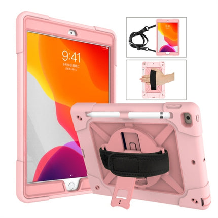 For iPad 10.2 Contrast Color Silicone + PC Combination Case with Holder(Rose Gold)-garmade.com