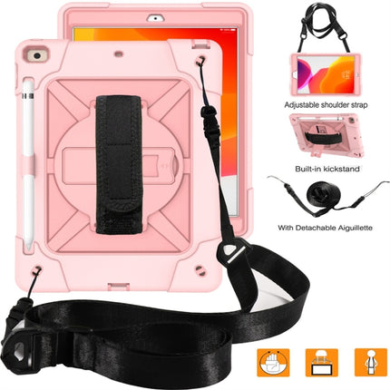 For iPad 10.2 Contrast Color Silicone + PC Combination Case with Holder(Rose Gold)-garmade.com