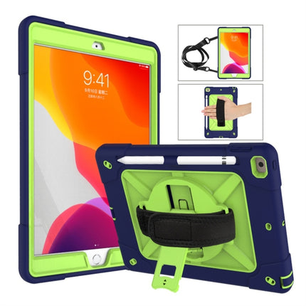 For iPad 10.2 Contrast Color Silicone + PC Combination Case with Holder(Navy Blue + Olivine)-garmade.com