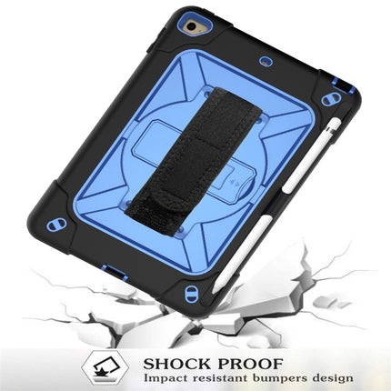 For iPad Mini 5 / 4 Contrast Color Silicone + PC Combination Case with Holder(Black + Blue)-garmade.com