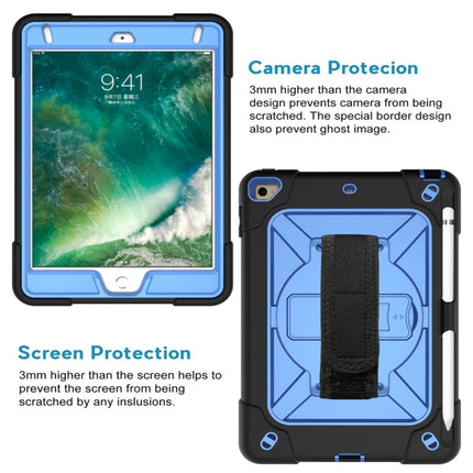 For iPad Mini 5 / 4 Contrast Color Silicone + PC Combination Case with Holder(Black + Blue)-garmade.com