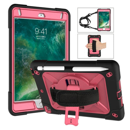 For iPad Mini 5 / 4 Contrast Color Silicone + PC Combination Case with Holder(Black + Rose Red)-garmade.com