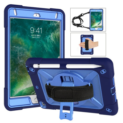 For iPad Mini 5 / 4 Contrast Color Silicone + PC Combination Case with Holder(Navy Blue + Blue)-garmade.com